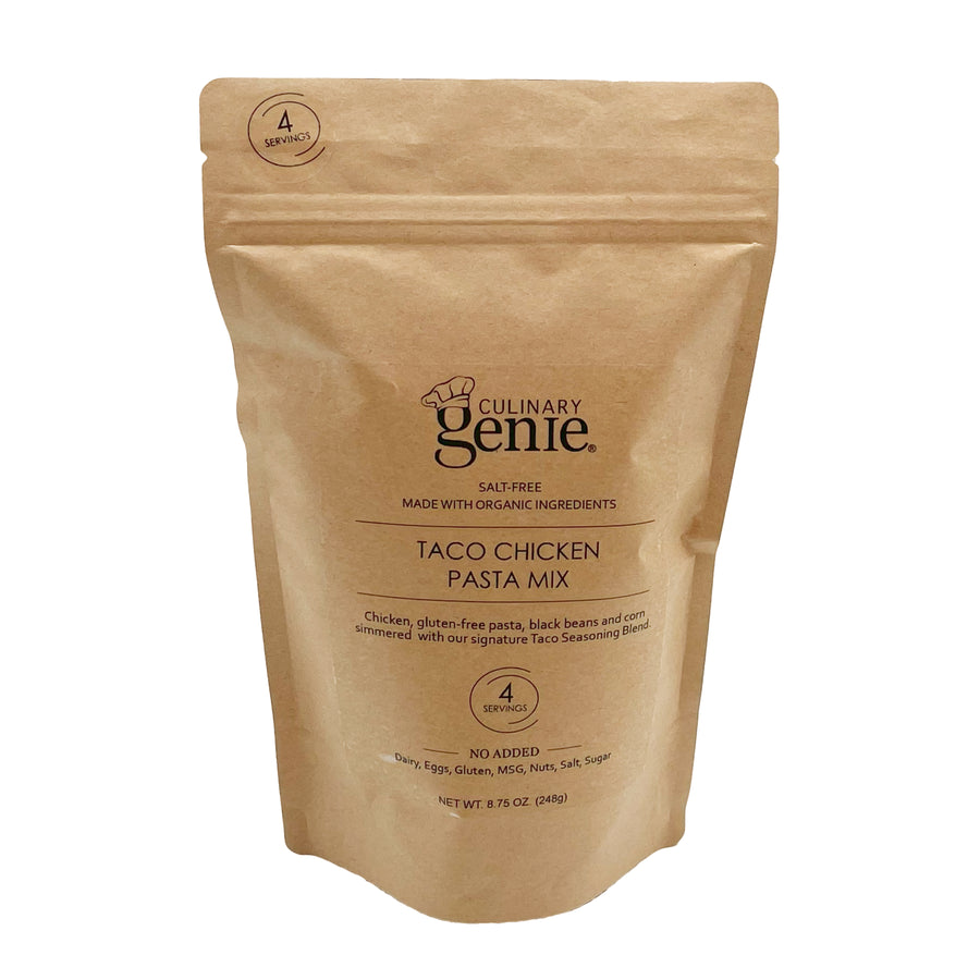 Culinary Genie Salt-Free Taco Chicken Pasta Mix package front view