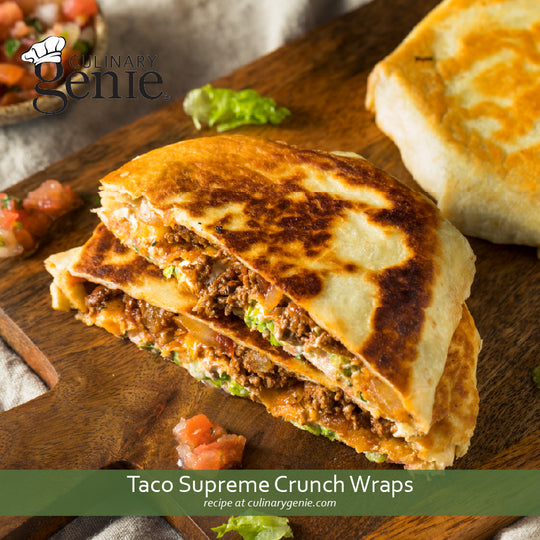Taco Supreme Crunch Wraps recipe using Culinary Genie Salt-Free Taco Seasoning Blend