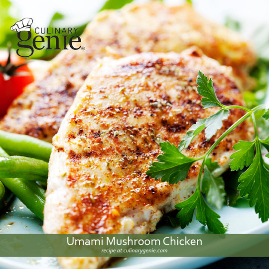 Umami Mushroom Chicken recipe using Culinary Genie Salt-Free Umami Mushroom Seasoning Blend