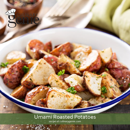 Umami Roasted Potatoes recipe using Culinary Genie Salt-Free Umami Mushroom Seasoning Blend