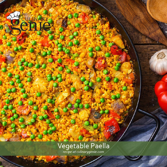 Vegetable Paella Recipe using Culinary Genie Salt-Free Sazón Seasoning Blend