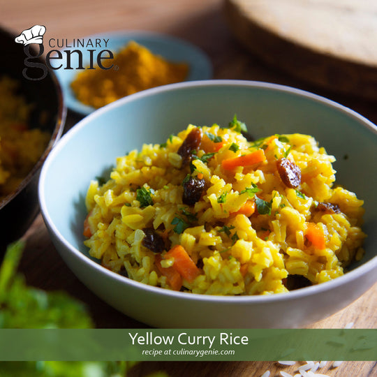 Yellow Curry Rice recipe using Culinary Genie Salt-Free Hot Curry Seasoning Blend