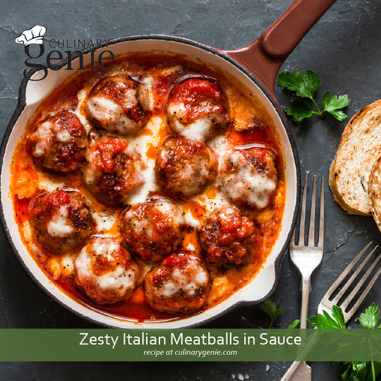 Zesty Italian Meatballs in Sauce recipe using Culinary Genie Salt-Free Zesty Italian and Pizza Seasoning Blend