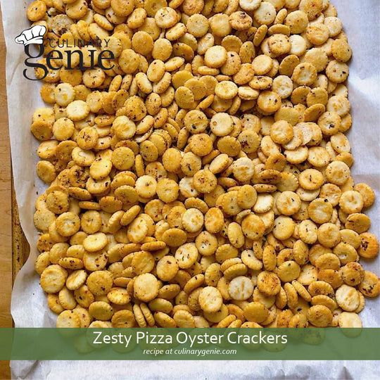Zesty Pizza Oyster Crackers recipe using Culinary Genie Salt-Free Zesty Italian and Pizza Seasoning Blend
